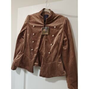 Nordstrom Amaryllis Rose Gold Velvet Peplum Band Military Style Jacket Sz S NWT